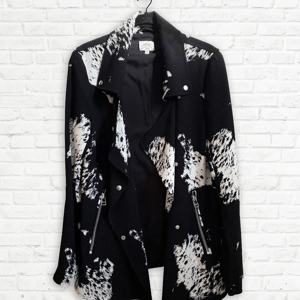 Wilfred Black&White Abstract Print Double-Breasted Summer Trench Jacket - Picture 2 of 6